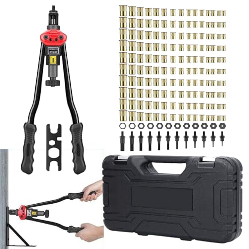 Nietmutter -Werkzeugset - Hochleistungsnusswaffe mit 13 austauschbaren Dorns, 176pcs Gewindeeinsätze | Ergonomische Griffe, schnelles System, geeignet für Blech-, Möbel- und Industriegebrauch Nietmutter -Werkzeugset - Hochleistungsnusswaffe mit 13 austauschbaren Dorns, 176pcs Gewindeeinsätze | Ergonomische Griffe, schnelles System, geeignet für Blech-, Möbel- und Industriegebrauch von Generic