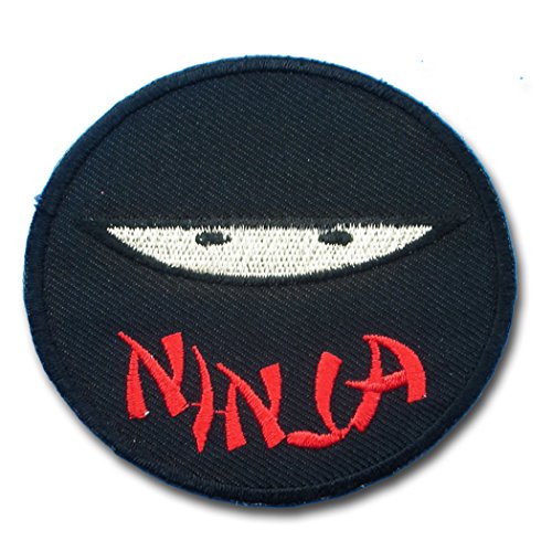 Ninja Face bestickter Aufnäher, Schwarz mit rotem und weißem Design, zum Aufbügeln oder Aufnähen, 7,4 cm Durchmesser, Kawaii-Stil Applikation für Kinder Ninja Face bestickter Aufnäher, Schwarz mit rotem und weißem Design, zum Aufbügeln oder Aufnähen, 7,4 cm Durchmesser, Kawaii-Stil Applikation für Kinder von Generic