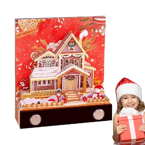Notizblock aus 3D-Papier, 3D-Notizblock, Notizbücher für die Weihnachtsferien mit Cartoon-Snee, Tischdekoration für Neujahrsfeiertage, künstlerischer Notizblock zum Abnehmen von Generic