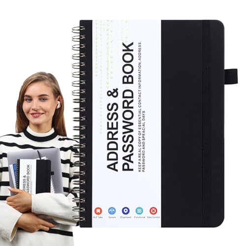 Notizbuch mit Passwort, Passwortschutzbuch, tragbarer Notebook-Organizer für Passwort - Kompaktes Notizbuch für Freunde oder Kollegen von Generic