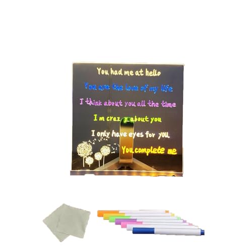 Notiztafel mit Farben, Acryl Notiztafel mit 7 Farben Stift - Mit Verstellbarem Ständer, Transparente Schreibtafel, Abwischbar Maltafel, Notizblock, Schreibtafel, Memo, Drawing Board, Tafel (20x20 cm) von Generic
