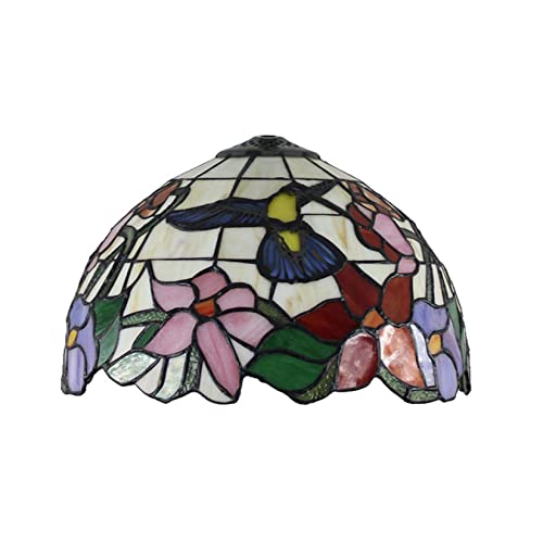 Nur Ersatz für Lampenschirme im Tiffany-Stil, 30,5 cm (12 Zoll) Buntglas-Lampenschirm, Blumen und Vögel, Lampenabdeckung, Zubehör, passend für Tischlampen, Pendelleuchten, Deckenleuchten von Generic