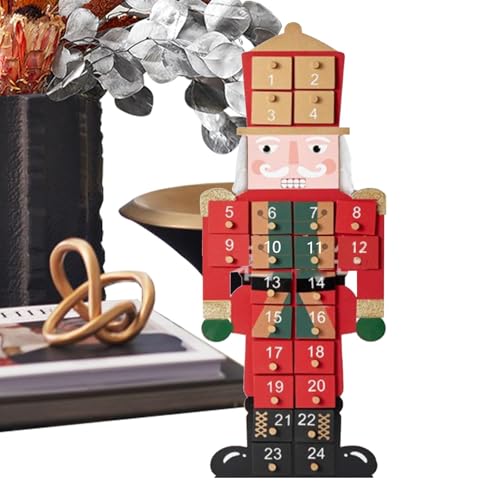 Nussknacker Dekoration aus Holz – Countdown-Kalender, Adventskalender mit Nussknacker-Figuren aus Holz | Natürliches Holz-Dekorationswerkzeug für Kamin, Tisch, Fenster von Generic