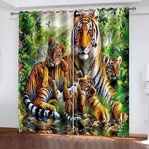 Ösen Gardinen Tier Tiger 3D Verdunkelungsvorhang Vorhang Blickdicht Wärmeisolierung Gardine Polyester Kinderzimmer Schlafzimmer Curtains Blickdicht Ösen Gardinen Tier Tiger 3D Verdunkelungsvorhang Vorhang Blickdicht Wärmeisolierung Gardine Polyester Kinderzimmer Schlafzimmer Curtains Blickdicht von Generic