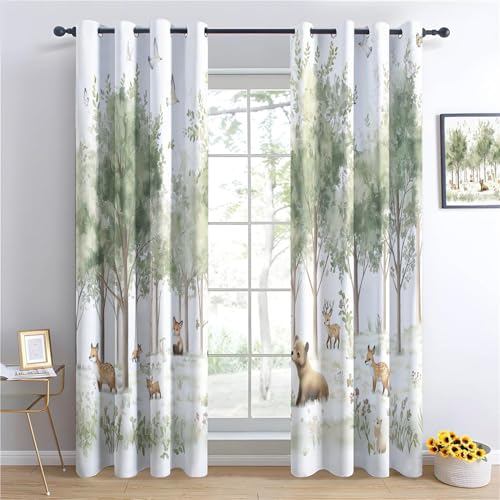 Ösenvorhänge Aquarellmalerei Bezaubernder Wald Vorhänge für Kinder-und Jugendzimmer Blickdichte Gardinen Grün Verdunklungsvorhänge mit Ösen, Thermogardinen für Schlafzimmer H229 x B168 cm (2er Pack) Ösenvorhänge Aquarellmalerei Bezaubernder Wald Vorhänge für Kinder-und Jugendzimmer Blickdichte Gardinen Grün Verdunklungsvorhänge mit Ösen, Thermogardinen für Schlafzimmer H229 x B168 cm (2er Pack) von Generic
