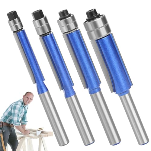 Obere und untere Schicht Routerbits, Spulentrimmrouter Stücke 1/4 Schaft - 4x Flush Trim Cut Router Bits - 1/4 Zoll Shank Guide Flush Trim Holzschneider für Schlafzimmer Regale Obere und untere Schicht Routerbits, Spulentrimmrouter Stücke 1/4 Schaft - 4x Flush Trim Cut Router Bits - 1/4 Zoll Shank Guide Flush Trim Holzschneider für Schlafzimmer Regale von Generic