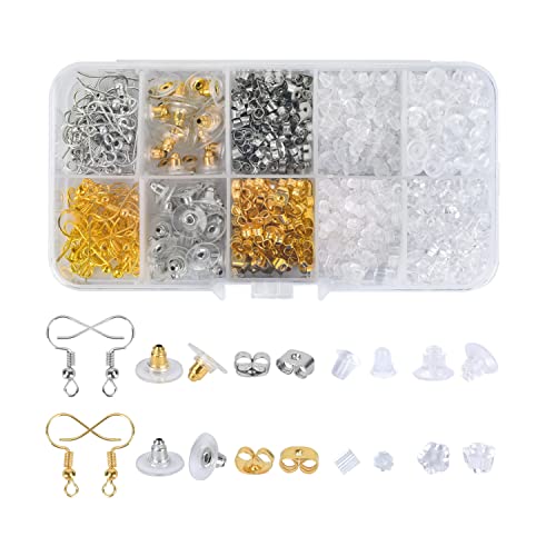 Olylkx Ohrring-Verschlüsse, Ohrring-Haken, Ohrring-Verschlüsse, Ohrring-Rückenpolster, Stopper für die Herstellung von Fundstücken, Schmuck, DIY-Zubehör, 1100 Stück von Generic