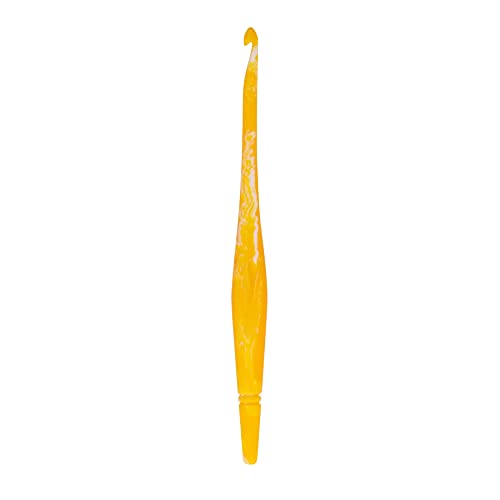 Ommi Stromlinienförmige Häkelnadel mit ergonomisch geformten Griff, Häkelnadel aus Harz, 17,8 cm Länge (Yellow, 4 mm) von Generic