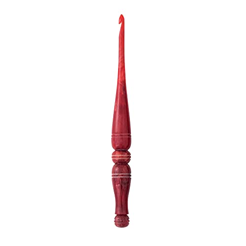 Ommi Stromlinienförmige Häkelnadel mit ergonomisch geformten Griff | Handgefertigte Häkelnadel, 17,8 cm Länge, Stricknadel, Kunsthandwerk | Tolles Geschenk! (Red, 5.5 mm) von Generic