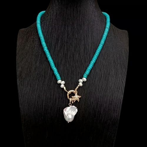 Oque Zuchtperle Blau Türkis Choker Halskette Schlichter Schmuck Oque Zuchtperle Blau Türkis Choker Halskette Schlichter Schmuck von Generic