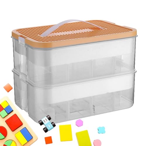Organizer für Bausteine, Aufbewahrungsbehälter, stapelbare Baustein-Box mit Fächern und Griff | Sortierbox, Verpackung mit Fächern, Box von Generic