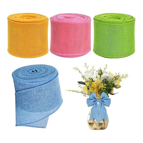 Osterdekorationsbänder, Osterjute-Drahtbänder - Urlaub unifarbenes Geschenkband - Packband mit Schleifendekor, Drahtband für Pakete, Blumensträuße, Vasen und Körbe von Generic