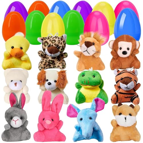 Ostereier gefüllt mit Spielzeug - vorgegebene Eier gefüllt mit Tierkörben - Körbchenfüller, Plüschtiere für Kinder, Klassenzimmerpreise, Partyzubehör von Generic