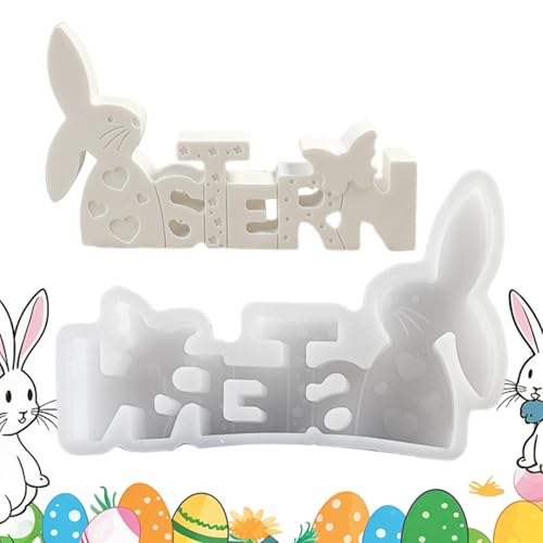 Osterformen aus Silikon, Ostertonformen, Dekorationsform mit englischen Buchstaben für Osterhasen, Gießform aus Osterharz, Kerzenherstellung, Gipsformen und Cemen von Generic