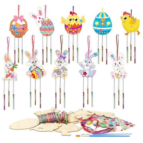 Ostern Windspiel Holz, blanko, kleines Ei, hängende Dekoration für Kinder, Heimdekoration, 1 ml JRw356 (Yellow, One Size) von Generic