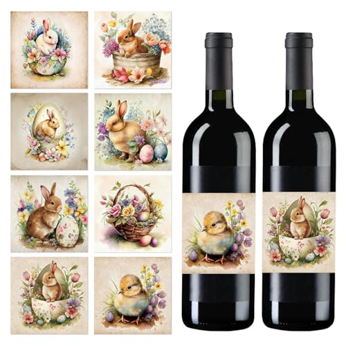 Osterweinflaschenaufkleber - Dekorative selbstklebende Osteraufkleber, handliche Bunny-Aufkleber Flaschenaufkleber für Weinflasche Wandtür Urlaub Cheer von Generic