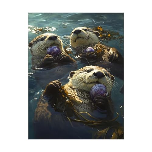 Otter Malen Nach Zahlen Erwachsene Niedlich Malen Nach Zahlen 100x135 CM DIY Basteln Erwachsene Klarheit Farbe Leinwan Bilder mit Acrylfarben Set 3 Typen Pinsel für Deko Wohnzimmer Geschenke 2YH-14361 von Generic