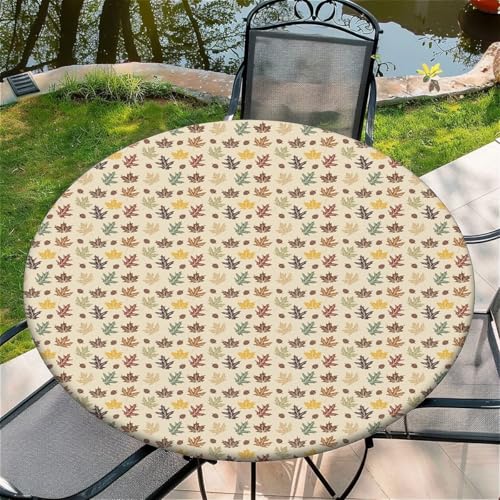 Outdoor Runde Tischdecke mit Gummizug Ø 36"(90cm) - Elastisch Garten tischdecke mit Ahornblätter Muster von Generic
