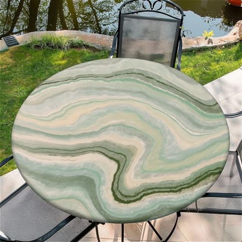 Outdoor Runde Tischdecke mit Gummizug Ø 36"(90cm) - Elastisch Garten tischdecke mit Berge, Flüsse und Seen Muster von Generic