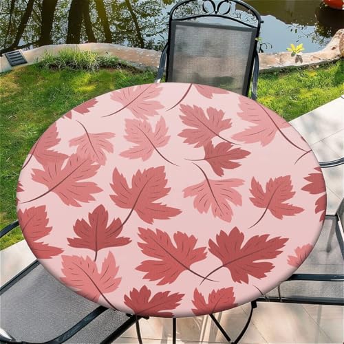 Outdoor Runde Tischdecke mit Gummizug Ø 36"(90cm) - Elastisch Garten tischdecke mit Blätter des roten Ahorns Muster Passend für 75-85cm breite Tische von Generic