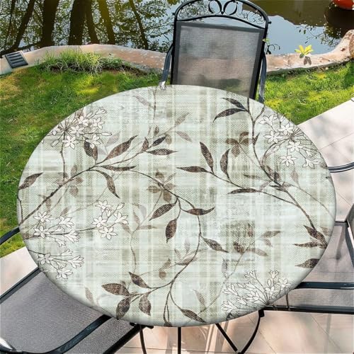 Outdoor Runde Tischdecke mit Gummizug Ø 36"(90cm) - Elastisch Garten tischdecke mit Helle Streifen Muster von Generic