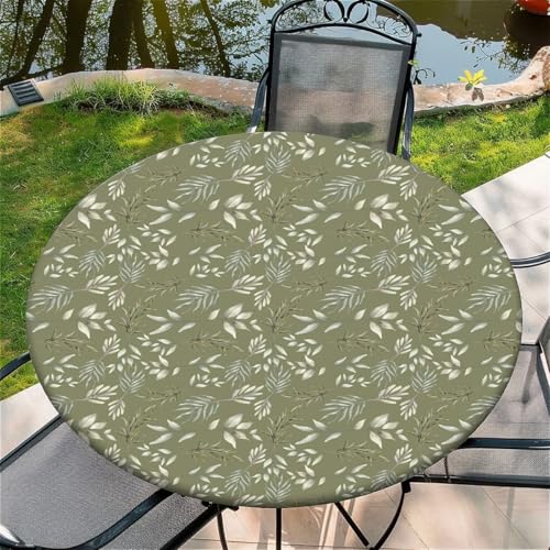 Outdoor Runde Tischdecke mit Gummizug Ø 36"(90cm) - Elastisch Garten tischdecke mit Kleine Blumen Muster von Generic