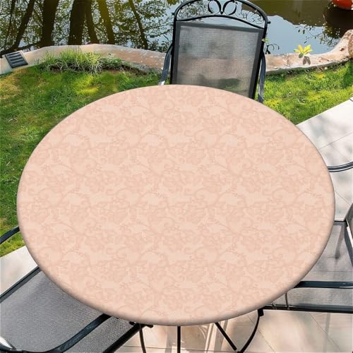 Outdoor Runde Tischdecke mit Gummizug Ø 36"(90cm) - Elastisch Garten tischdecke mit rosa Muster Passend für 75-85cm breite Tische von Generic