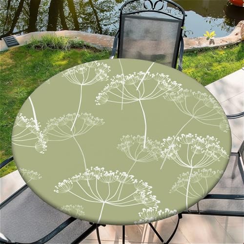Outdoor Runde Tischdecke mit Gummizug Ø 36in（90cm） - Elastisch Garten tischdecke mit Frühlingswildblumen Muster Passend für 75-85cm breite Tische von Generic