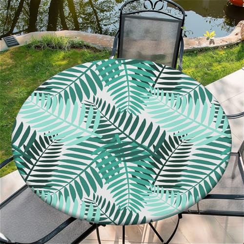 Outdoor Runde Tischdecke mit Gummizug Ø 52in(130cm) - Elastisch Garten tischdecke mit Sommerliche Vibes Passend für 115-125cm breite Tische von Generic