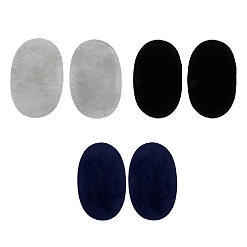 Ovale Ellenbogen-Patches mit vorgestanzten Löchern – Set mit 3 Paaren – Schwarz, Blau, Grau von Generic