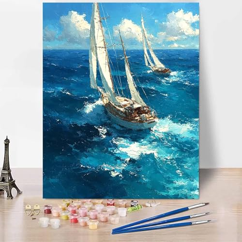 Ozean Malen Nach Zahlen Erwachsene Segelboot Malen Nach Zahlen Kreativ Set Erwachsene 70×95cm, Leinwand Ölgemälde Bastelset mit Pinsel und Farben für Deko, Geschenke für Frauen, Ohne Rahmen -XY98L Ozean Malen Nach Zahlen Erwachsene Segelboot Malen Nach Zahlen Kreativ Set Erwachsene 70×95cm, Leinwand Ölgemälde Bastelset mit Pinsel und Farben für Deko, Geschenke für Frauen, Ohne Rahmen -XY98L von Generic