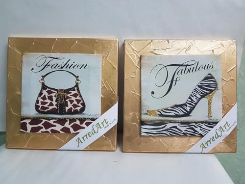 PAAR QUADRETTE MIT GLITTER FÜR DEKO RAHMEN GOLD VERSTÄRKT 26 X 26 CM von Generic