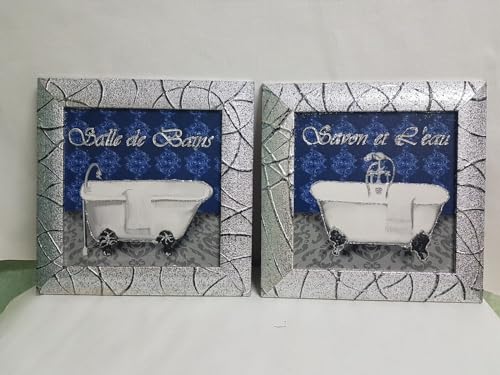 PAAR QUADRETTE MIT GLITTER FÜR DEKORATION MIT RAHMEN SILBER PEPITA 24 X 24 CM von Generic