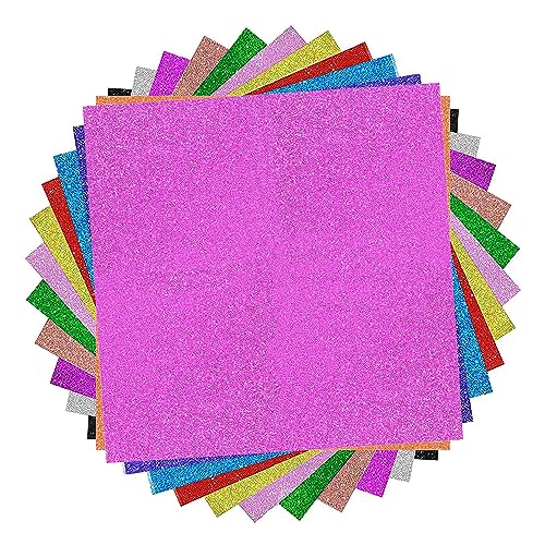 PB Tech Glitzer-Kartonpapier, 30 x 30 cm, 12 Farben, 12 Blatt, 250 g/m², Kartonpapier zum Basteln – glänzendes Papier, Glitzer-Karton für DIY-Projekte, Kartenherstellung, Dekoration von Generic