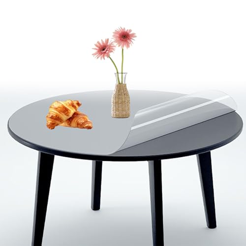 PVC Transparent Tischdecke Rund Tischfolie Wasserdicht Dicke 1.5MM Rund Mattiert Transparent Tischdecke mit 60° V-Kante Robuste Mehrzweck Hautschutz Tischtuch(Mattiert,90CM/35) von Generic