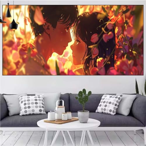 Paar Diamond Painting xxl 100x200cm Diamond Painting Erwachsene Blume Diamant Malerei Set,Mosaikherstellung Malen Nach Zahlen Cross Stickerei Kunst Leinwand Malerei Kits,Décor Geschenke Frauen CN-944 von Generic