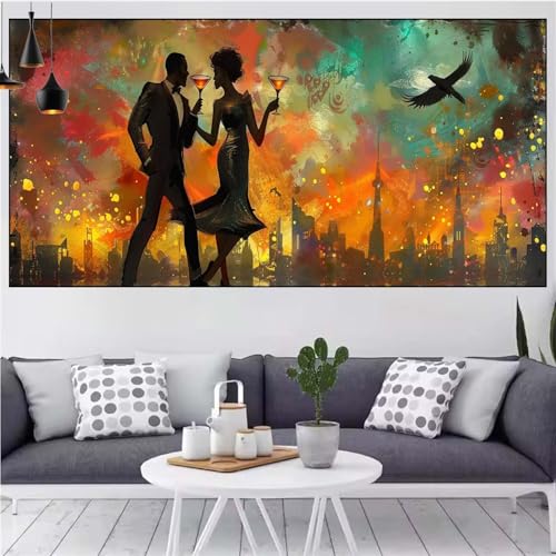 Paar Diamond Painting xxl 70x140cm Diamond Painting Erwachsene Stadt Diamant Malerei Set,Mosaikherstellung Malen Nach Zahlen Cross Stickerei Kunst Leinwand Malerei Kits,Décor Geschenke Frauen CN-927 von Generic