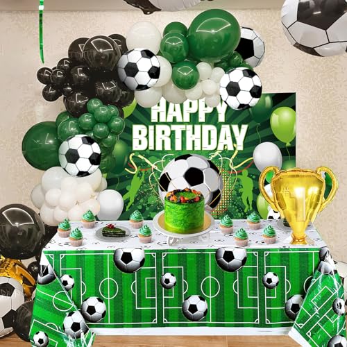Pack of 135 Football Party Geburtstagsdekorationen, Jungen Party Set, Fußball Ballon Happy Birthday Banner Tischdecken, Fußball Deko Pack of 135 Football Party Geburtstagsdekorationen, Jungen Party Set, Fußball Ballon Happy Birthday Banner Tischdecken, Fußball Deko von Generic