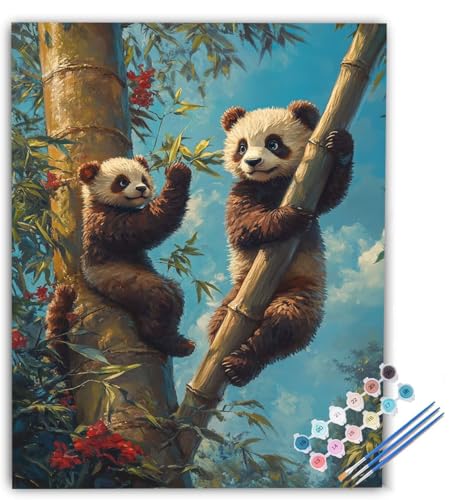 Panda Malen Nach Zahlen Erwachsene Bambus Malen Nach Zahlen, DIY Ölgemälde Leinwand Malset mit Pinsel und Acrylfarben Kreativ Set für Erwachsene zur Home Haus Deko Geschenk 60x80cm Ohne Rahmen dA-4451 von Generic
