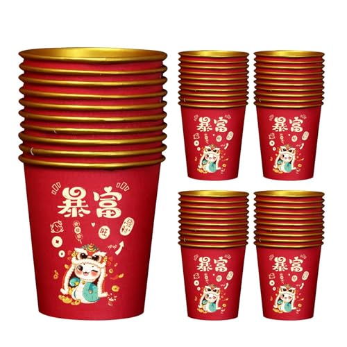 Papierbecher für das Jahr der Schlange 2025, Papierbecher für das chinesische Neujahrsfest 2025, rote Pappbecher für das Frühlingsfest | goldene Aluminiumbecher für das neue Jahr des Mondes, Set mit Papierbecher für das Jahr der Schlange 2025, Papierbecher für das chinesische Neujahrsfest 2025, rote Pappbecher für das Frühlingsfest | goldene Aluminiumbecher für das neue Jahr des Mondes, Set mit von Generic