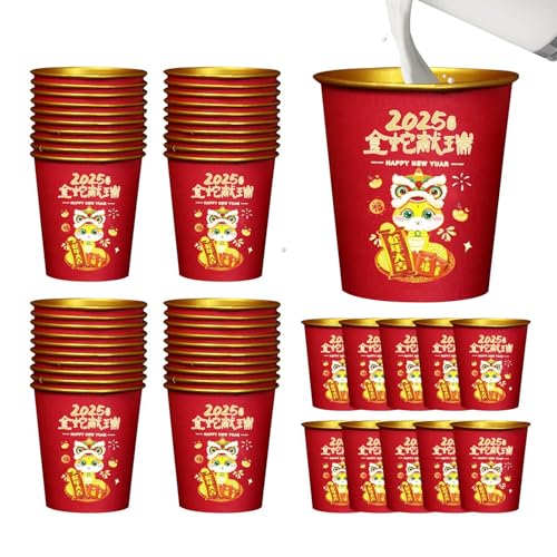 Papierbecher für das Jahr der Schlange 2025, Papierbecher für das chinesische Neujahrsfest 2025, rote Pappbecher für das Frühlingsfest | goldene Aluminiumbecher für das neue Jahr des Mondes, Set mit Papierbecher für das Jahr der Schlange 2025, Papierbecher für das chinesische Neujahrsfest 2025, rote Pappbecher für das Frühlingsfest | goldene Aluminiumbecher für das neue Jahr des Mondes, Set mit von Generic