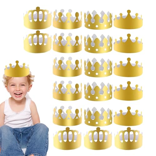 Papierkronen für Kinder | 20 Stück verstellbare Königskronen-Partyhüte | goldene Papierkronen, 4 Stile König Charles III, Krönungsparty-Hüte für Krönungsfeiern, Dekorationen 2023 Papierkronen für Kinder | 20 Stück verstellbare Königskronen-Partyhüte | goldene Papierkronen, 4 Stile König Charles III, Krönungsparty-Hüte für Krönungsfeiern, Dekorationen 2023 von Generic