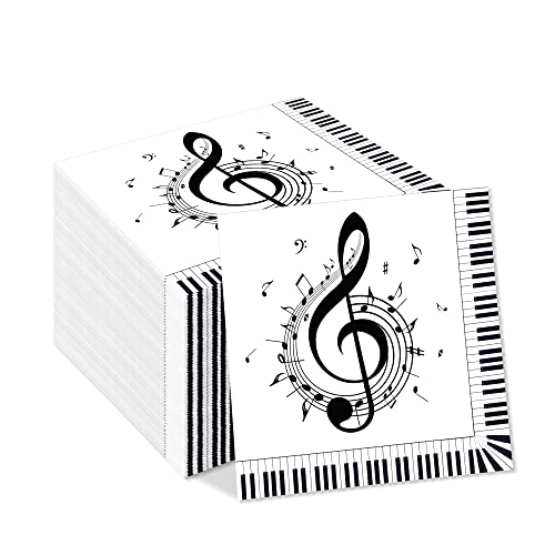 Papierservietten mit Musiknoten, emotionale Musik, Thema, Mittagessen, Cocktail, Abendessen, Papierservietten-Set, Einweg-Servietten, Partyzubehör, Geschirr, Dekoration, 40 Stück Papierservietten mit Musiknoten, emotionale Musik, Thema, Mittagessen, Cocktail, Abendessen, Papierservietten-Set, Einweg-Servietten, Partyzubehör, Geschirr, Dekoration, 40 Stück von Generic