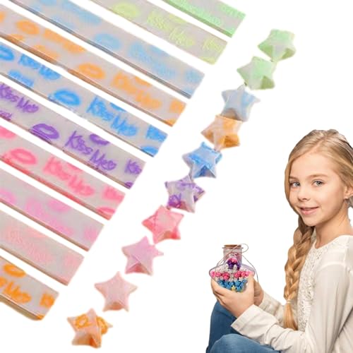 Papierstreifen mit glitzernden Sternen – Faltpapier Origmi Lucky Star mit Pailletten, Bastelpapier, fluoreszierender Stern, Papierstreifen für Sterne, Origmi glänzend von Generic