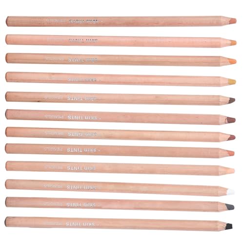 Pastellstifte, 12 Pcs Pastellfarbene Bleistifte Pastellkreide Holzkohlezeichnung Stifte Holzkohlestifte Künstlerstifte Zum Skizzieren, Zeichnen, Schattieren, Färben, Layering (Porträt von Generic