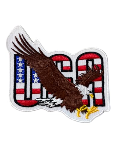 Patriotische USA-Flagge, Adler, bestickt, zum Aufbügeln, Applikation, Motiv: amerikanische Flagge, 7,6 cm von Generic