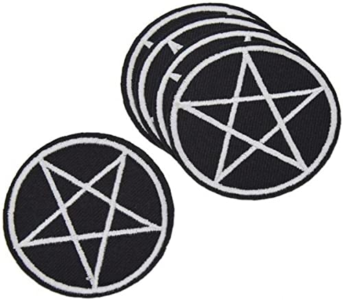 Pentagramm-Patch, 5-teilig, Pagan Goth, heidnische Symbole, gestickte Applikation, Aufnäher, Emblem, Abzeichen für Kleidung, Taschen, Nähtaschen von Generic