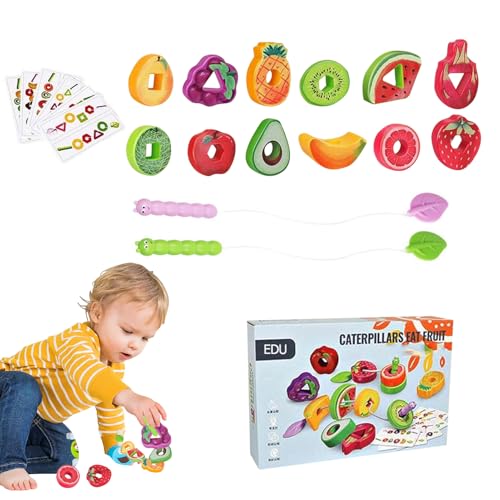 Perlen zum Auffädeln – buntes Lernspiel zum Auffädeln, Feinmotorik | Vorschul-Lernwerkzeug, Perlenset für Kleinkinder, Fädelblöcke zum Basteln von Generic