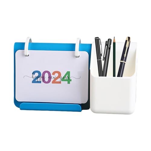 Permanent Kalender, Desktop-Kalender - 220 * 127 * 108mm/8.66 * 5 * 4.25Zoll mit Stifthalter | Kabelgebundener Tisch einfaches Design Monatsplaner für Familienkinder Lehrer von Generic