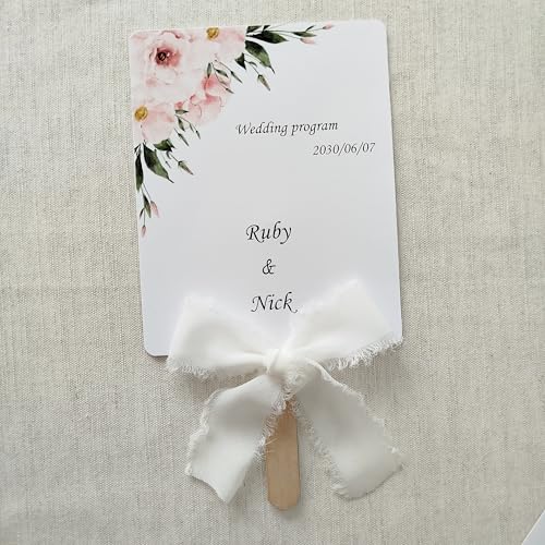 Personalisierte Fächer für Hochzeiten, personalisierte Handfächer, Hochzeitsprogramm-Fans, Hochzeitsgeschenk, Hochzeitsprogramm, personalisierbar, Hochzeitsprogramme für Zeremonie, 50 Stück von Generic